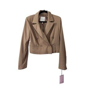 NWT Anthropologie Womens M Blush Crop Blazer Jacket Officecore Coquette Feminine